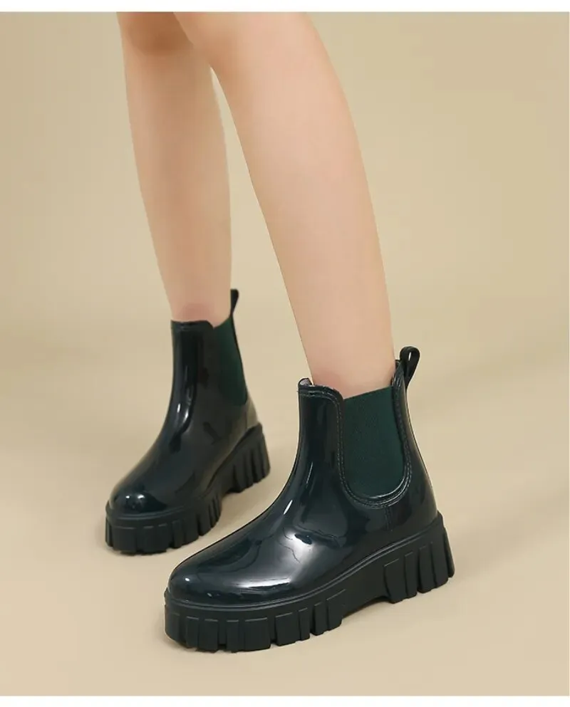 Women Rain Boots Garden Galoshes Waterproof Rubber Chelsea Boots Female Non-slip Water Shoes - WRB50137