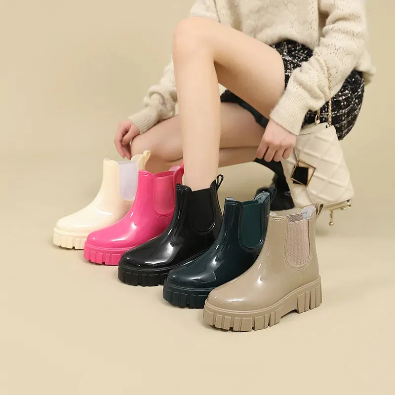 Women Rain Boots Garden Galoshes Waterproof Rubber Chelsea Boots Female Non-slip Water Shoes - WRB50137