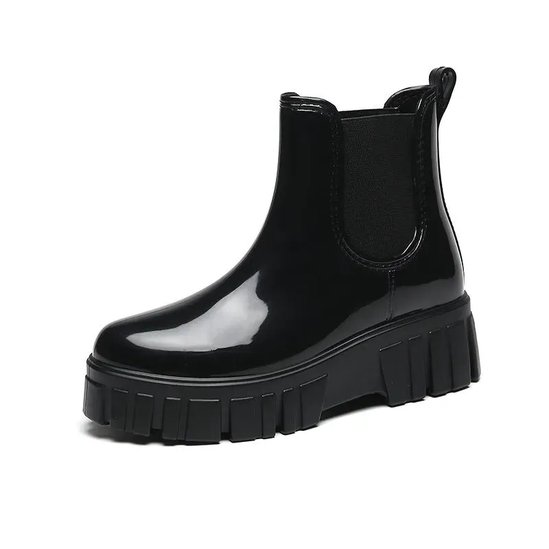 Women Rain Boots Garden Galoshes Waterproof Rubber Chelsea Boots Female Non-slip Water Shoes - WRB50137