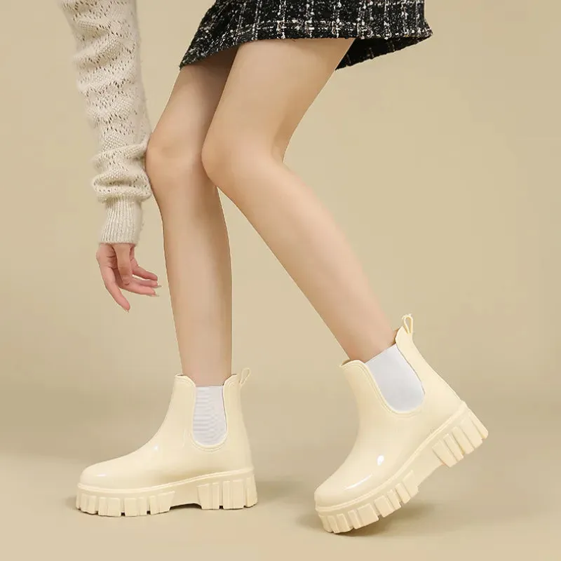 Women Rain Boots Garden Galoshes Waterproof Rubber Chelsea Boots Female Non-slip Water Shoes - WRB50137