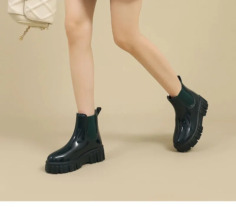 Women Rain Boots Garden Galoshes Waterproof Rubber Chelsea Boots Female Non-slip Water Shoes - WRB50137