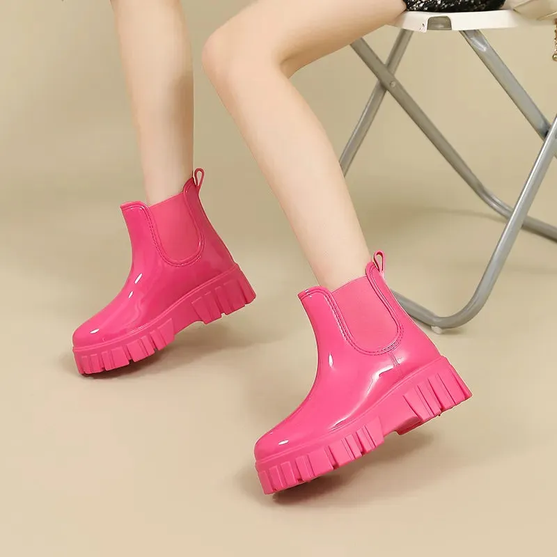 Women Rain Boots Garden Galoshes Waterproof Rubber Chelsea Boots Female Non-slip Water Shoes - WRB50137