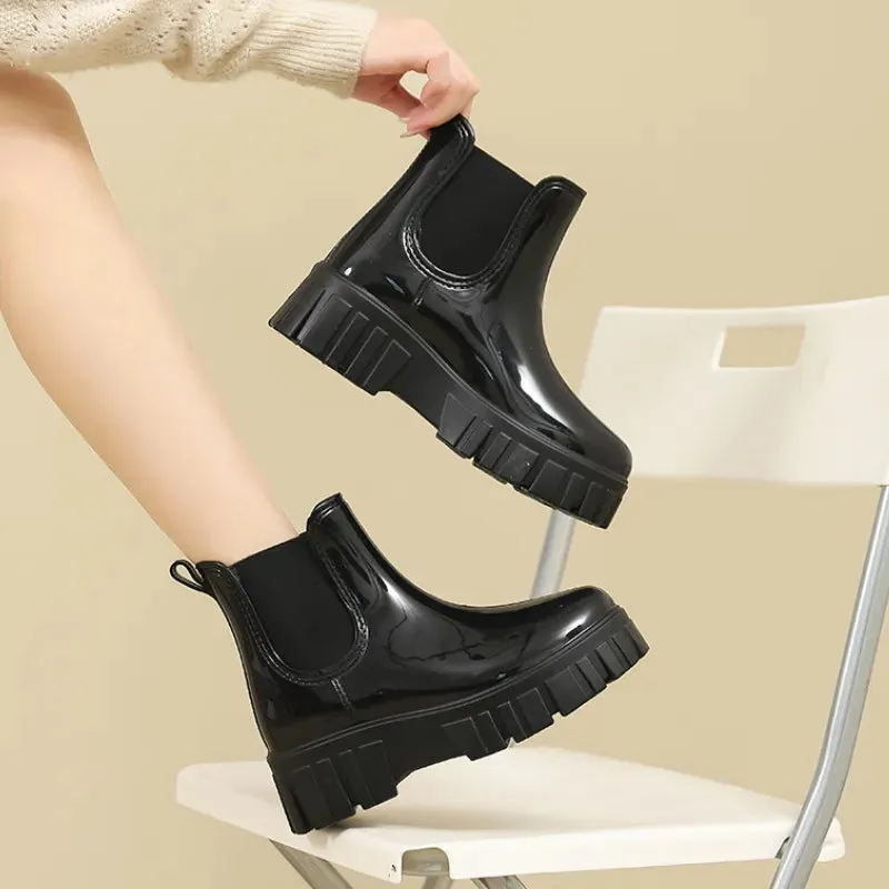 Women Rain Boots Garden Galoshes Waterproof Rubber Chelsea Boots Female Non-slip Water Shoes - WRB50137