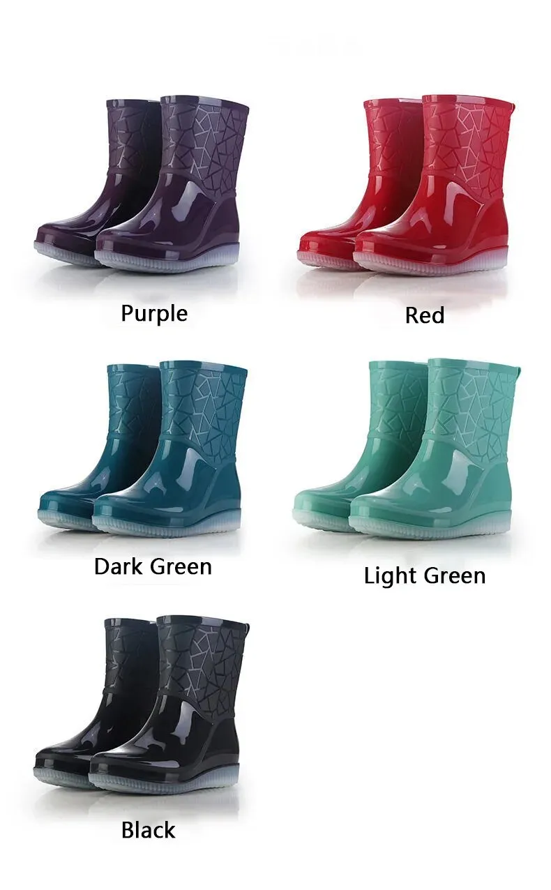 Women Rain Boots Waterproof Kitchen Car Wash Work Non-slip Mid-Calf Water Boots - WRB50146