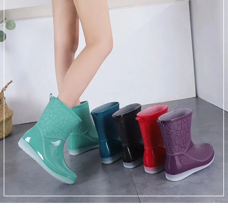 Women Rain Boots Waterproof Kitchen Car Wash Work Non-slip Mid-Calf Water Boots - WRB50146