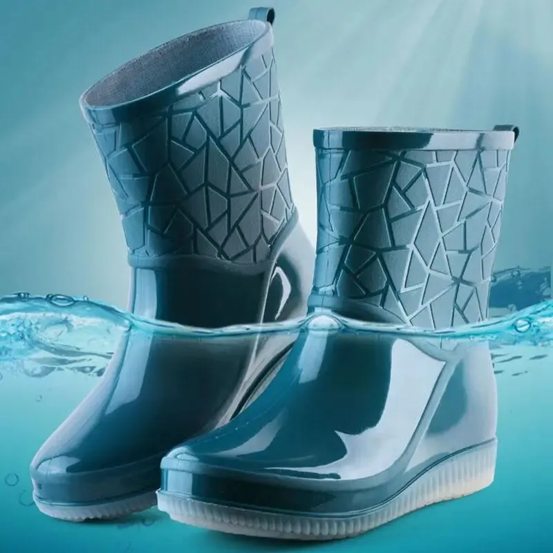 Women Rain Boots Waterproof Kitchen Car Wash Work Non-slip Mid-Calf Water Boots - WRB50146