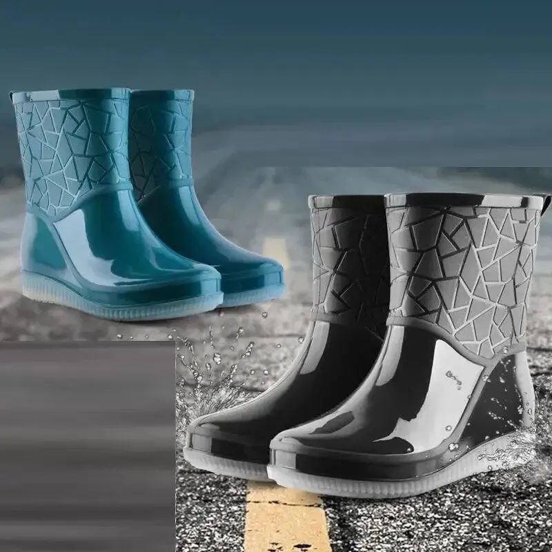 Women Rain Boots Waterproof Kitchen Car Wash Work Non-slip Mid-Calf Water Boots - WRB50146