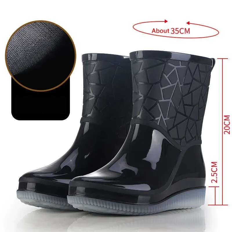 Women Rain Boots Waterproof Kitchen Car Wash Work Non-slip Mid-Calf Water Boots - WRB50146