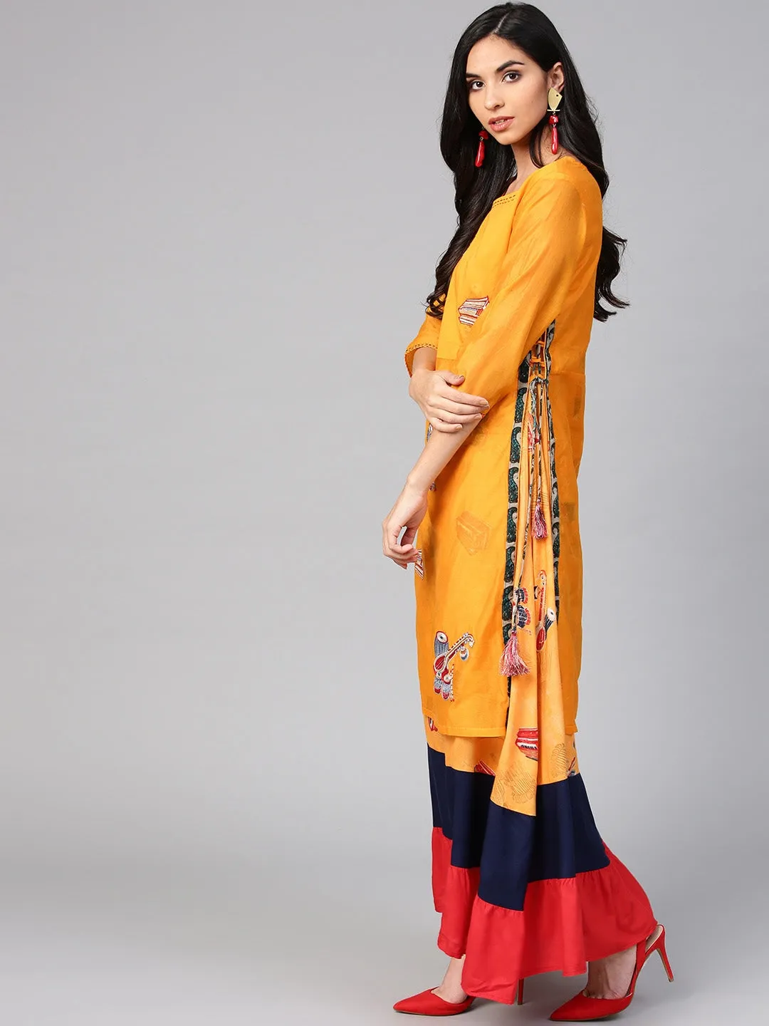 Women Yellow Printed Kurta