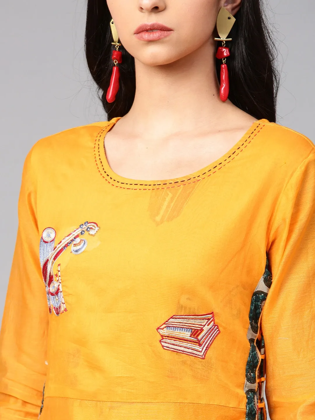 Women Yellow Printed Kurta