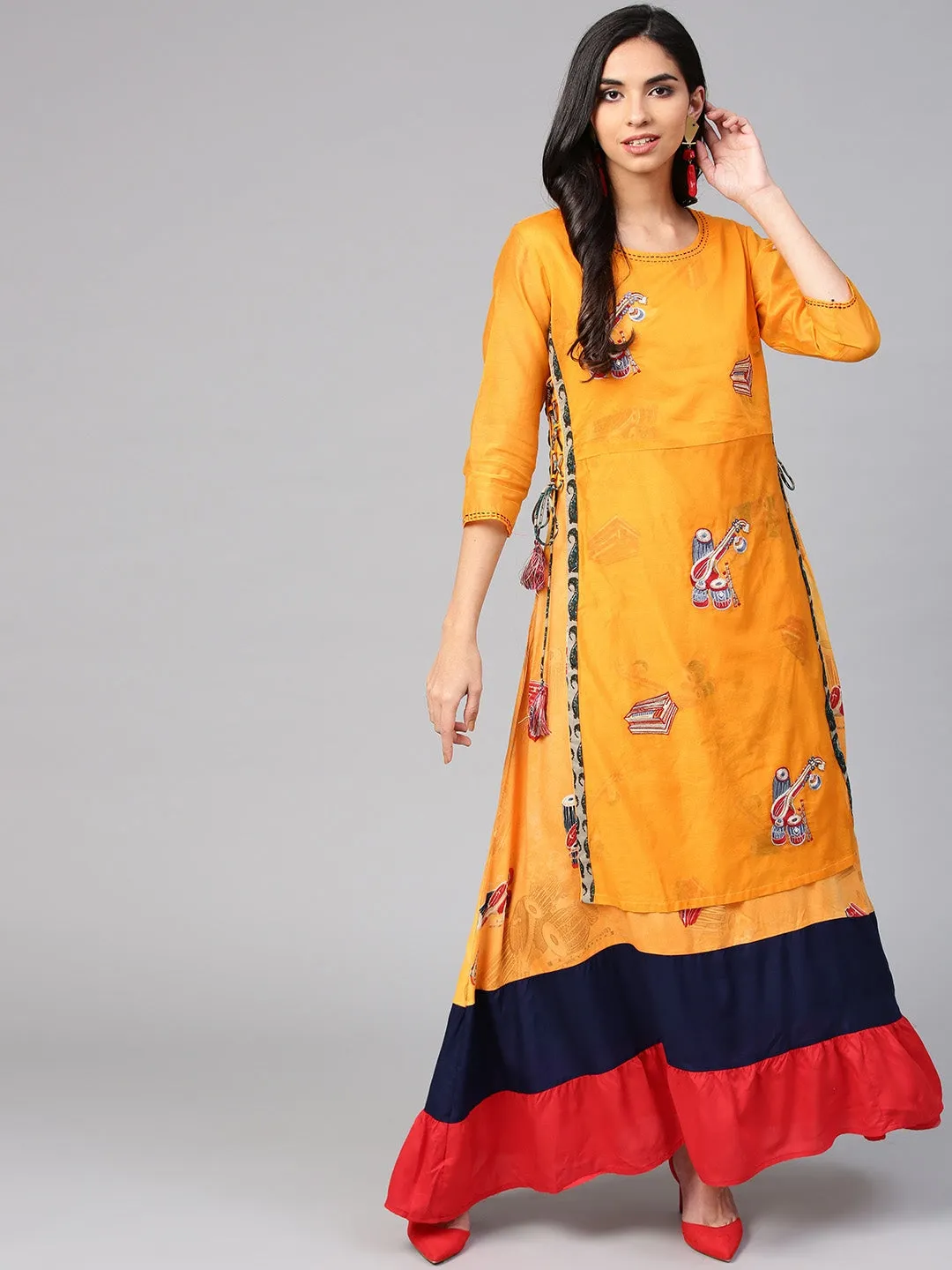 Women Yellow Printed Kurta