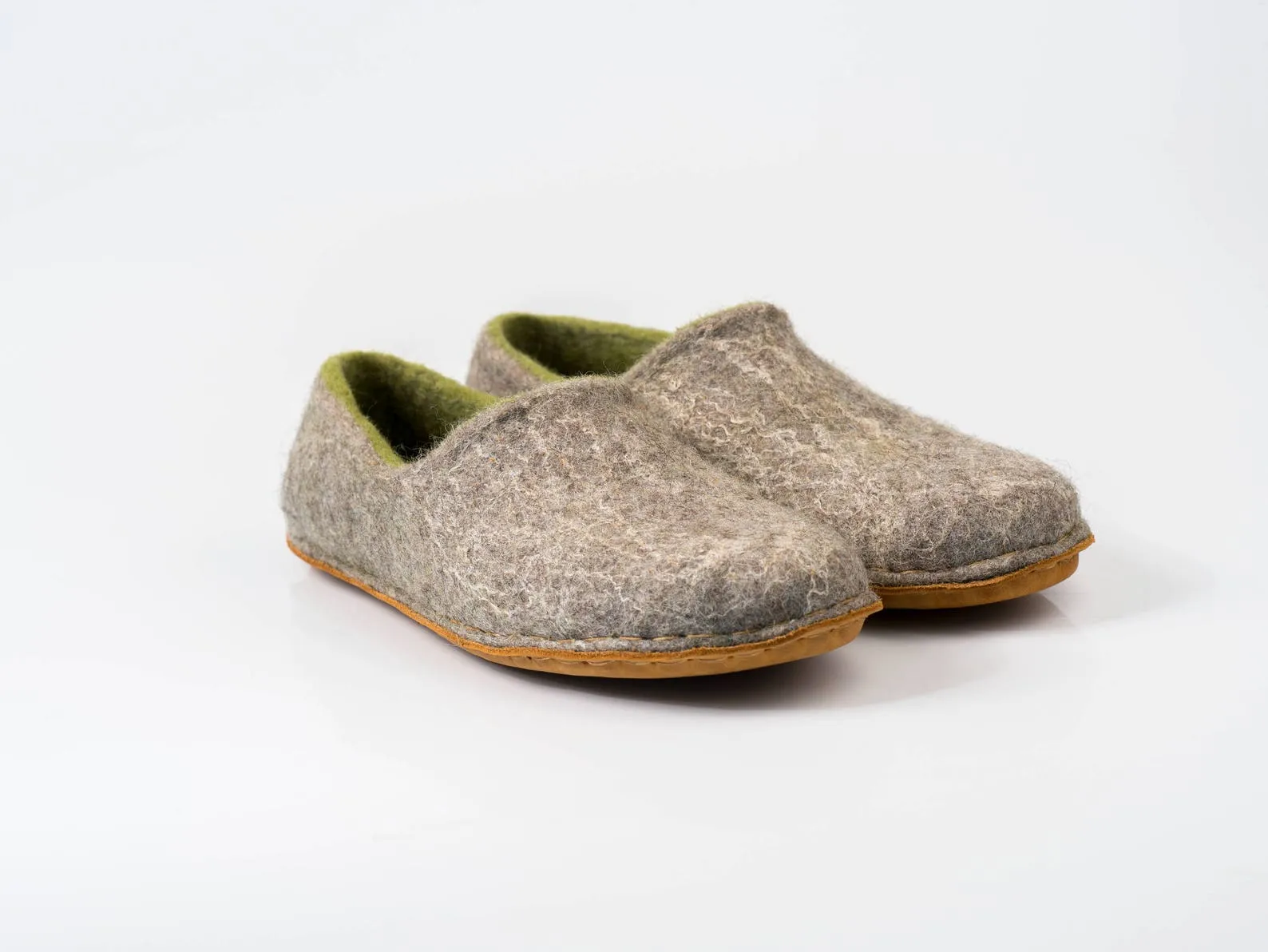 Woodland felted slippers for Men Gray/ Green